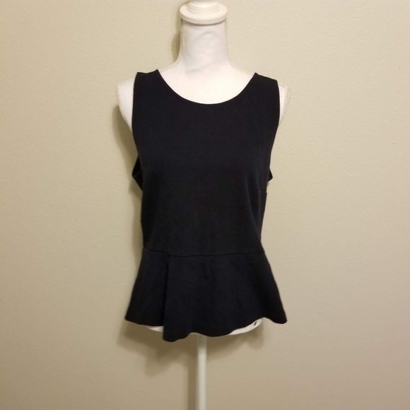 J.Crew / Large / Navy Zip Scoop neck Peplum Tank - Picture 1 of 4